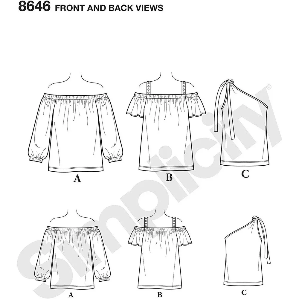 Simplicity Sewing Pattern 8646 Tops‎ Knit Misses Size XXS-XXL